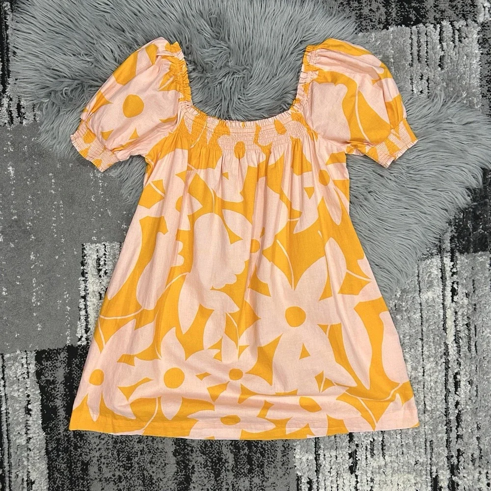 Free People Mila Floral Printed Mini Dress in Tangerine Combo Size Medium NWOT - Picture 2 of 4